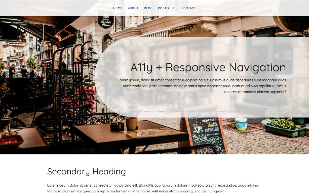 Screenshot of Responsive Navbar demo navigation